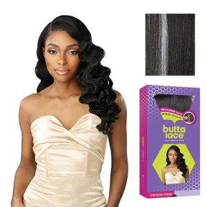 Sensationnel Butta Lace Wigs – Vintage Rider Extra Wide 5 Inch Deep Parting Synthetic Preplucked Hairline Glueless Lacefront (1 JETBLACK)(BALAYAGEPLATINUM)