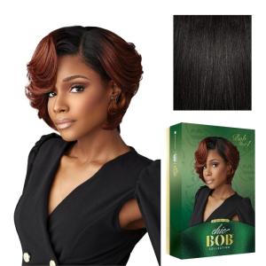 Sensationnel Chicbob Lace Frontwig – Bob Unit 1 Face Framing Glueless Wig Wide 5 Inch Deep Part Synthetic Preplucked Hairline (1 JETBLACK)(1B OFFBLACK)