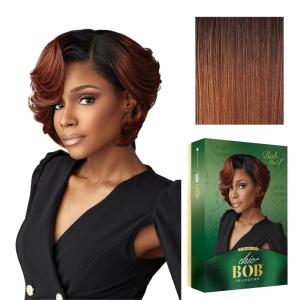 Sensationnel Chicbob Lace Frontwig – Bob Unit 1 Face Framing Glueless Wig Wide 5 Inch Deep Part Synthetic Preplucked Hairline (1 JETBLACK)(FLAMBOYAGEAUBURN)