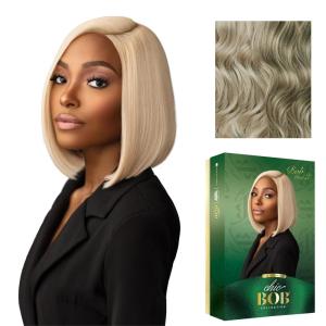 Sensationnel Chicbob Lace Frontwig – Bob Unit 2 Face Framing Glueless Wig Wide 5 Inch Deep Part Synthetic Preplucked Hairline (1 JETBLACK)(LIGHTASHBLONDE)