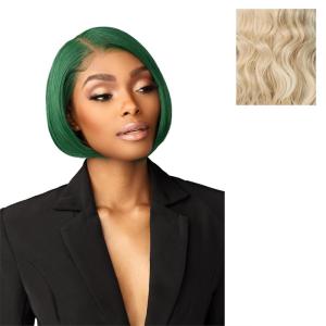 Sensationnel Chicbob Lace Frontwig – Bob Unit 3 Face Framing Glueless Wig Wide 5 Inch Deep Part Synthetic Preplucked Hairline (1 JETBLACK)(CHAMPAGNEBLONDE)