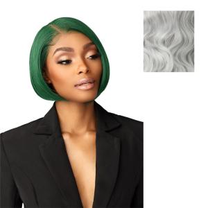 Sensationnel Chicbob Lace Frontwig – Bob Unit 3 Face Framing Glueless Wig Wide 5 Inch Deep Part Synthetic Preplucked Hairline (1 JETBLACK)(SILVERBLONDE)