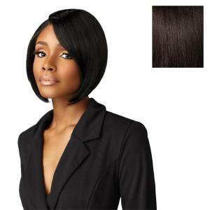 Sensationnel Chicbob Lace Frontwig – Bob Unit 4 Face Framing Glueless Wig Wide 5 Inch Deep Part Synthetic Preplucked Hairline (1 JETBLACK)(2 DARKBROWN)