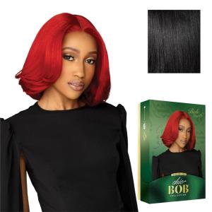 Sensationnel Chicbob Lace Frontwig – Bob Unit 6 Face Framing Glueless Wig Wide 5 Inch Deep Part Synthetic Preplucked Hairline (1 JETBLACK)(1 JETBLACK)