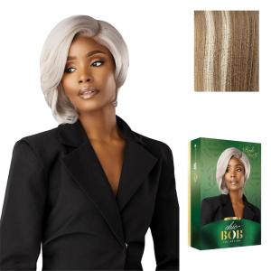 Sensationnel Chicbob Lace Frontwig – Bob Unit 9 Face Framing Glueless Wig Wide 5 Inch Deep Part Synthetic Preplucked Hairline (1 JETBLACK)(BALAYAGELIGHTASHBLONDE)
