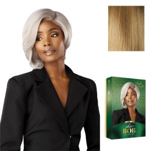 Sensationnel Chicbob Lace Frontwig – Bob Unit 9 Face Framing Glueless Wig Wide 5 Inch Deep Part Synthetic Preplucked Hairline (1 JETBLACK)(DIRTYBLONDE)