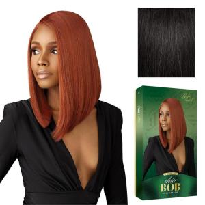 Sensationnel Chicbob Lace Frontwig – Lob Unit 1 Face Framing Glueless Wig Wide 5 Inch Deep Part Synthetic Preplucked Hairline (1B OFFBLACK)(1B OFFBLACK)