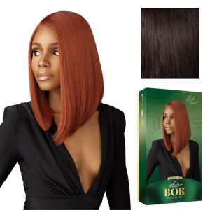 Sensationnel Chicbob Lace Frontwig – Lob Unit 1 Face Framing Glueless Wig Wide 5 Inch Deep Part Synthetic Preplucked Hairline (1B OFFBLACK)(2 DARKBROWN)