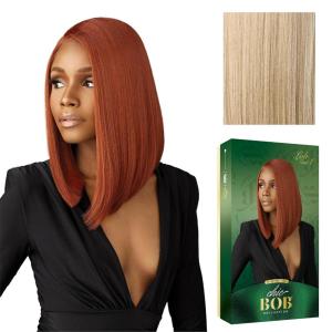 Sensationnel Chicbob Lace Frontwig – Lob Unit 1 Face Framing Glueless Wig Wide 5 Inch Deep Part Synthetic Preplucked Hairline (1B OFFBLACK)(BEIGEBLONDE)