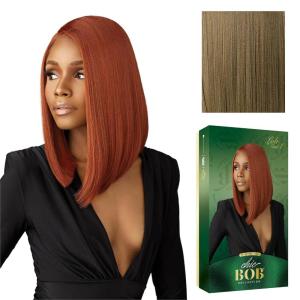 Sensationnel Chicbob Lace Frontwig – Lob Unit 1 Face Framing Glueless Wig Wide 5 Inch Deep Part Synthetic Preplucked Hairline (1B OFFBLACK)(LIGHTASHBROWN)