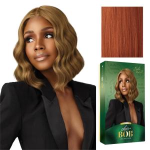 Sensationnel Chicbob Lace Frontwig – Lob Unit 2 Face Framing Glueless Wig Wide 5 Inch Deep Part Synthetic Preplucked Hairline (LIGHTASHBROWN)(CHOCOLATECOPPER)