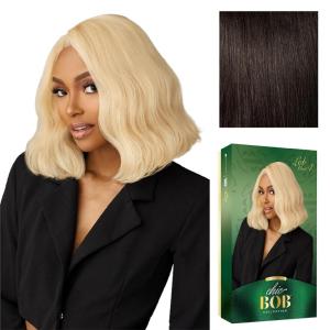 Sensationnel Chicbob Lace Frontwig – Lob Unit 4 Face Framing Glueless Wig Wide 5 Inch Deep Part Synthetic Preplucked Hairline (1 JETBLACK)(2 DARKBROWN)