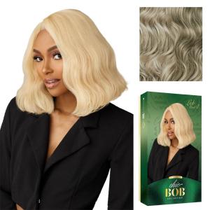 Sensationnel Chicbob Lace Frontwig – Lob Unit 4 Face Framing Glueless Wig Wide 5 Inch Deep Part Synthetic Preplucked Hairline (1 JETBLACK)(LIGHTASHBLONDE)