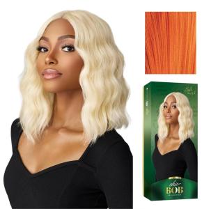 Sensationnel Chicbob Lace Frontwig – Lob Unit 5 Face Framing Glueless Wig Wide 5 Inch Deep Part Synthetic Preplucked Hairline (613 BLONDE)(GINGERCOPPER)