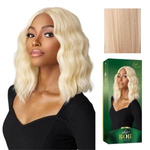 Sensationnel Chicbob Lace Frontwig – Lob Unit 5 Face Framing Glueless Wig Wide 5 Inch Deep Part Synthetic Preplucked Hairline (613 BLONDE)(PEARLBLONDE)