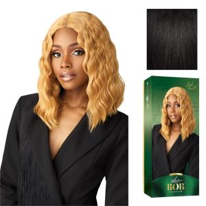 Sensationnel Chicbob Lace Frontwig – Lob Unit 6 Face Framing Glueless Wig Wide 5 Inch Deep Part Synthetic Preplucked Hairline (1 JETBLACK)(1B OFFBLACK)