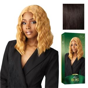 Sensationnel Chicbob Lace Frontwig – Lob Unit 6 Face Framing Glueless Wig Wide 5 Inch Deep Part Synthetic Preplucked Hairline (1 JETBLACK)(2 DARKBROWN)