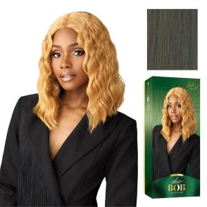 Sensationnel Chicbob Lace Frontwig – Lob Unit 6 Face Framing Glueless Wig Wide 5 Inch Deep Part Synthetic Preplucked Hairline (1 JETBLACK)(DEEPCHARCOAL)