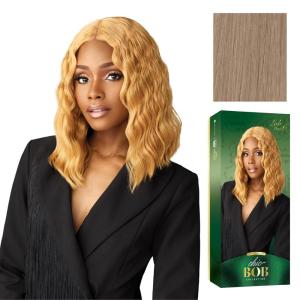 Sensationnel Chicbob Lace Frontwig – Lob Unit 6 Face Framing Glueless Wig Wide 5 Inch Deep Part Synthetic Preplucked Hairline (1 JETBLACK)(SMOKYLAVENDER)