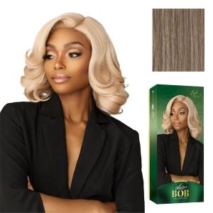 Sensationnel Chicbob Lace Frontwig – Lob Unit 7 Face Framing Glueless Wig Wide 5 Inch Deep Part Synthetic Preplucked Hairline (1 JETBLACK)(MUSHROOMASHBLONDE)