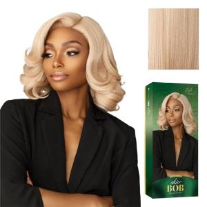 Sensationnel Chicbob Lace Frontwig – Lob Unit 7 Face Framing Glueless Wig Wide 5 Inch Deep Part Synthetic Preplucked Hairline (1 JETBLACK)(PEARLBLONDE)