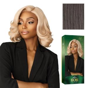 Sensationnel Chicbob Lace Frontwig – Lob Unit 7 Face Framing Glueless Wig Wide 5 Inch Deep Part Synthetic Preplucked Hairline (1 JETBLACK)(SMOKYRICHBROWN)
