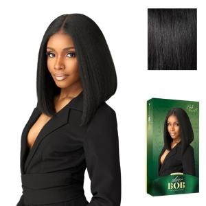 Sensationnel Chicbob Lace Frontwig – Lob Unit 8 Face Framing Glueless Wig Wide 5 Inch Deep Part Synthetic Preplucked Hairline (1 JETBLACK)(1 JETBLACK)