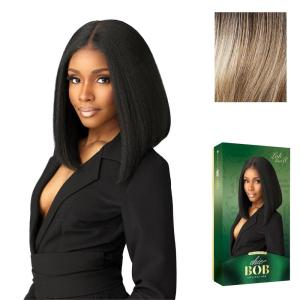 Sensationnel Chicbob Lace Frontwig – Lob Unit 8 Face Framing Glueless Wig Wide 5 Inch Deep Part Synthetic Preplucked Hairline (1 JETBLACK)(BALAYAGEASHBLONDE)