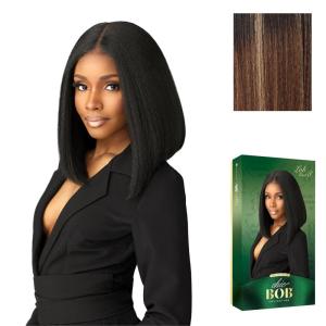 Sensationnel Chicbob Lace Frontwig – Lob Unit 8 Face Framing Glueless Wig Wide 5 Inch Deep Part Synthetic Preplucked Hairline (1 JETBLACK)(BALAYAGECARAMEL)