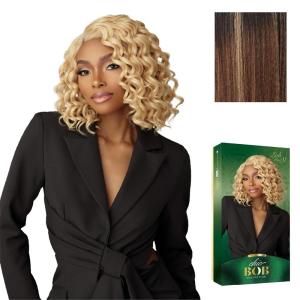 Sensationnel Chicbob Lace Frontwig – Lob Unit 9 Face Framing Glueless Wig Wide 5 Inch Deep Part Synthetic Preplucked Hairline (1 JETBLACK)(BALAYAGECARAMEL)