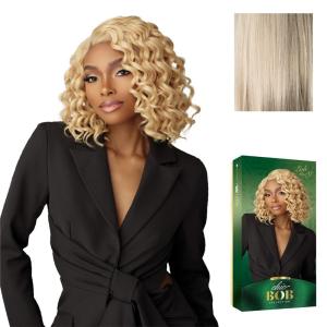 Sensationnel Chicbob Lace Frontwig – Lob Unit 9 Face Framing Glueless Wig Wide 5 Inch Deep Part Synthetic Preplucked Hairline (1 JETBLACK)(BEIGEASHBLONDE)