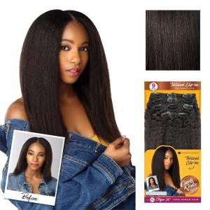 Sensationnel Curls Kinksandco Clip In – 1c Clique Humanhair 9 Piece Pack Easy to Use Clips for Natural 3c to 4c Hair (14 inch, NATURAL)(NATURAL)