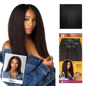 Sensationnel Curls Kinksandco Clip In – 1c Clique Humanhair 9 Piece Pack Easy to Use Clips for Natural 3c to 4c Hair (14 inch, NATURAL)(NATURAL/BLACK)