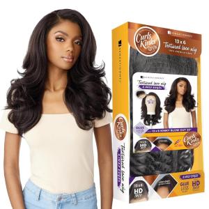 Sensationnel Curls Kinksandco Kinkyedges Wig – Kinky Blow Out 20 Inch 13X6 Lace Frontal Natural Kinkytexture Edged Hairline for Natural 3C to 4C Hair Textures (1B OFFBLACK)(BALAYAGEMOCHA)