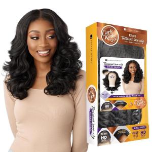 Sensationnel Curls Kinksandco Kinkyedges Wig – Kinky Body Wave 18 Inch 13X6 Lace Frontal Natural Kinkytexture Edged Hairline for Natural 3C to 4C Hair Textures (2 DARKBROWN)(BALAYAGEGOLD)