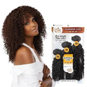 Sensationnel Curls kinksandco synthetic bundles – burmese curl multibundle quick weave hair for natural 3c to 4c hair textures (14 16 18 inch, 1 JETBLACK)(1B OFFBLACK)