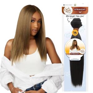 Sensationnel Curls kinksandco synthetic bundles – straight quick weave hair or pony styles for natural 3c to 4c hair textures – 1 pack (14 inch, 1 JETBLACK)(S1B/27)