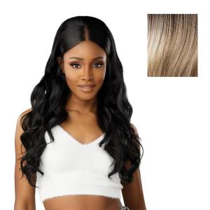 Sensationnel Dashly Lace Front Wig – Unit 50 Pre Teased Pouf Style Laceparting Ear to Ear Synthetic (1 JETBLACK)(BALAYAGEASHBLONDE)
