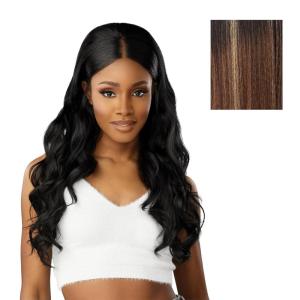 Sensationnel Dashly Lace Front Wig – Unit 50 Pre Teased Pouf Style Laceparting Ear to Ear Synthetic (1 JETBLACK)(BALAYAGECARAMEL)