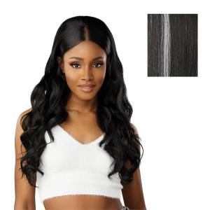 Sensationnel Dashly Lace Front Wig – Unit 50 Pre Teased Pouf Style Laceparting Ear to Ear Synthetic (1 JETBLACK)(BALAYAGEPLATINUM)