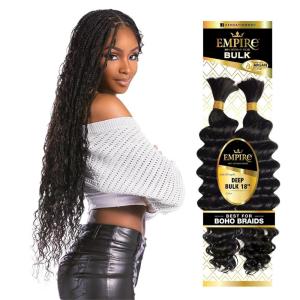 Sensationnel Empire Bulk Braiding – Deep Human Hair Braids for Knotless Boho Box or Curly Loose Wave Styles – 1 pack (18 inch, 2 DARKBROWN)(BG BURGUNDY)