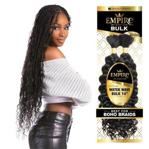 Sensationnel Empire Bulk Braiding – Water Wave Human Hair Braids for Knotless Boho Box or Curly Loosewave Styles 1 pack (18 inch, 1 JETBLACK)(2 DARKBROWN)