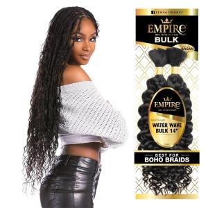 Sensationnel Empire Bulk Braiding – Water Wave Human Hair Braids for Knotless Boho Box or Curly Loosewave Styles 1 pack (18 inch, 1 JETBLACK)(S4/27)