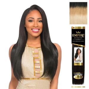 Sensationnel Empire yaki human hair – Tangle Free Weaving for Quick Weave and Sew in Styles for Faux Highlights and Fauxmiddlepart Leave Out – 1 Pack (18 inch, 1B OFFBLACK)(T2/27/613)