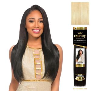 Sensationnel Empire yaki human hair – Tangle Free Weaving for Quick Weave and Sew in Styles for Faux Highlights and Fauxmiddlepart Leave Out – 1 Pack (18 inch, 1B OFFBLACK)(613 BLONDE)
