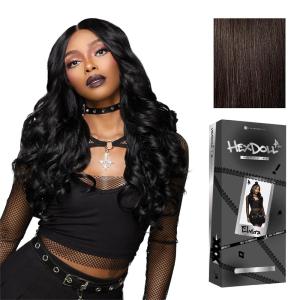 Sensationnel HexDoll 13X4 Lace Wig – Elvira Lacefrontal Glueless Synthetic with Natural Density Preplucked Hairline (1 JETBLACK)(2 DARKBROWN)