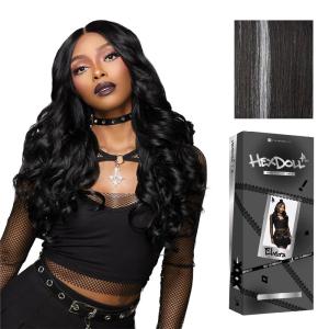 Sensationnel HexDoll 13X4 Lace Wig – Elvira Lacefrontal Glueless Synthetic with Natural Density Preplucked Hairline (1 JETBLACK)(BALAYAGEPLATINUM)