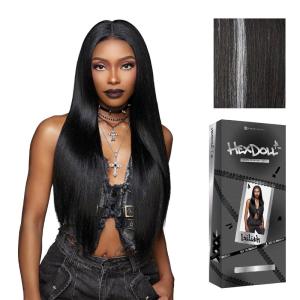Sensationnel HexDoll 13X4 Lace Wig – Lilith Lacefrontal Glueless Synthetic with Natural Density Preplucked Hairline (1 JETBLACK)(BALAYAGEPLATINUM)