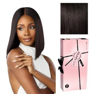 Sensationnel Pearlish 2X6 Lace Wig – Classic Bob 12 Inch Behind The Hairline Glueless Bleached Knots And Preplucked Soft Remy Hair (NATURAL)(NATURAL/BLACK)
