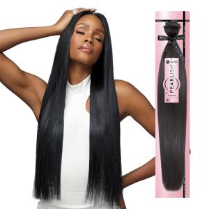 Sensationnel Pearlish bundle human hair – straight deep pearl conditioned 15a soft remy beauty supply sew in or glue on bundles (10 inch, NATURAL)(NATURAL/BLACK)